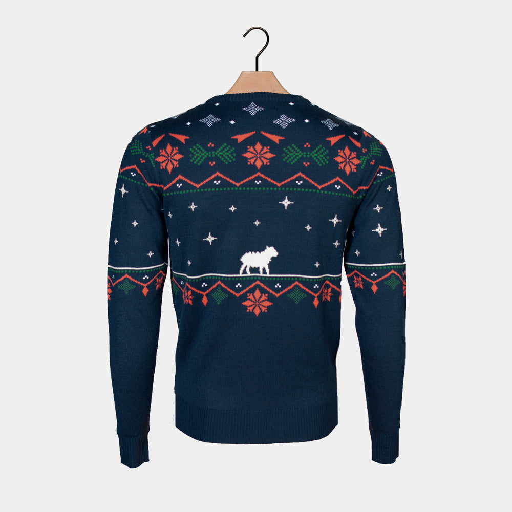 Maglione Natalizio blu Coppia Nativity
