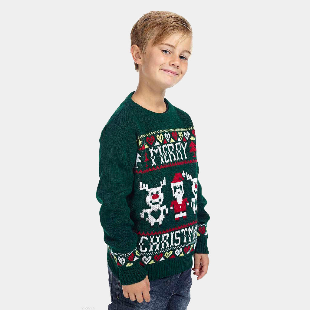 Maglione Natalizio Blu Bambini Merry Christmas
