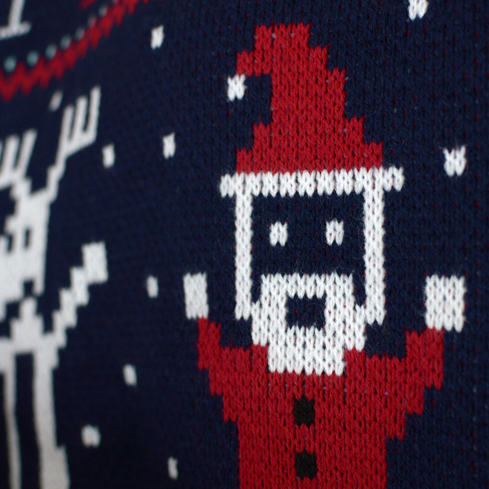 Maglione Natalizio Blu Merry Christmas Babbo Natale