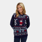 Maglione Natalizio Blu Merry Christmas Donna
