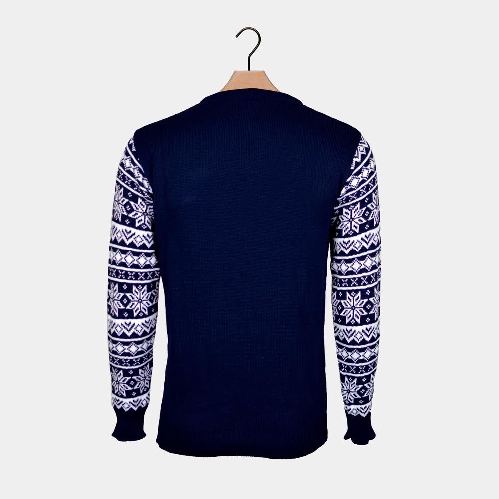 Maglione Natalizio blu Pista da Sci con Sciatori
