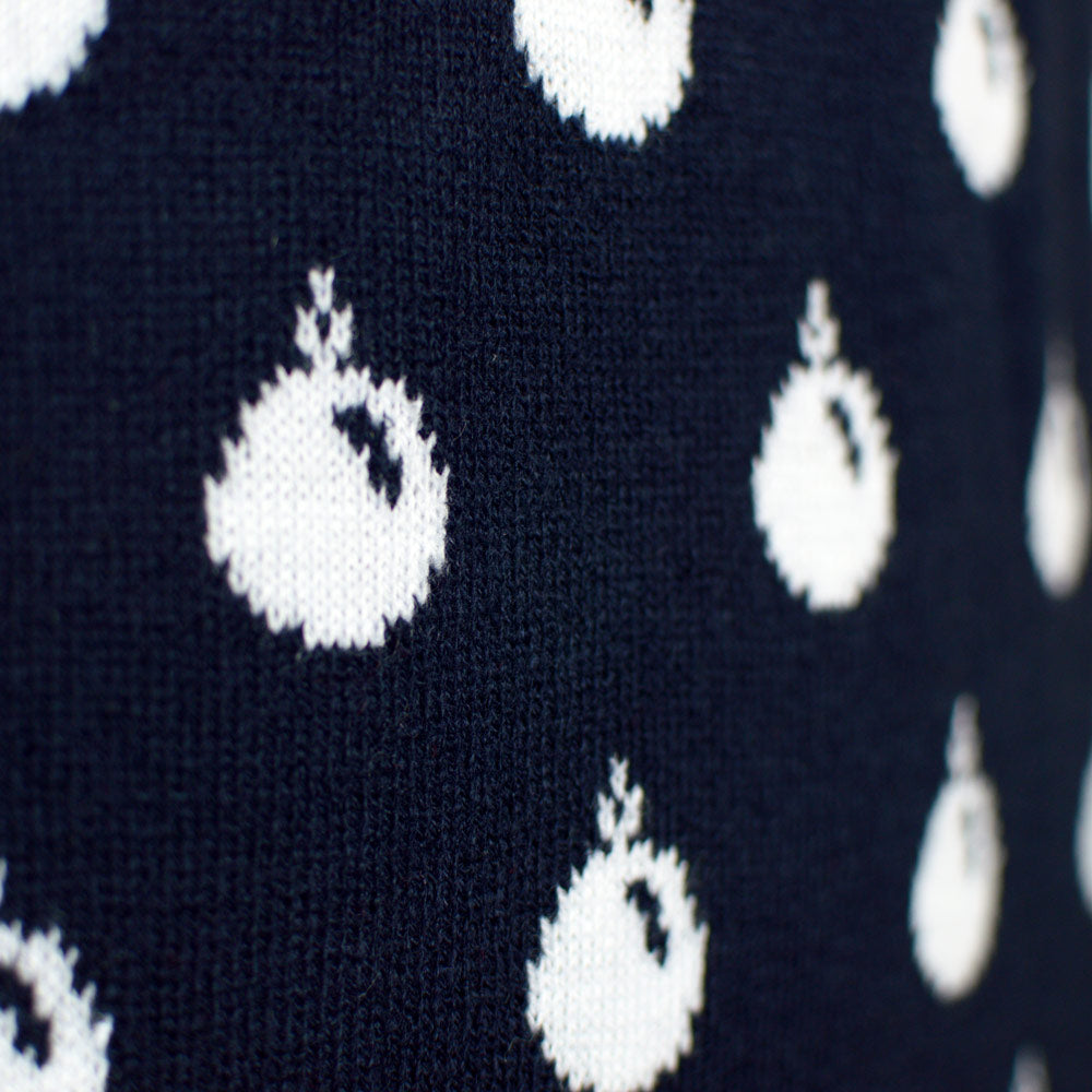 Maglione Natalizio Blu con Renne e Neve
