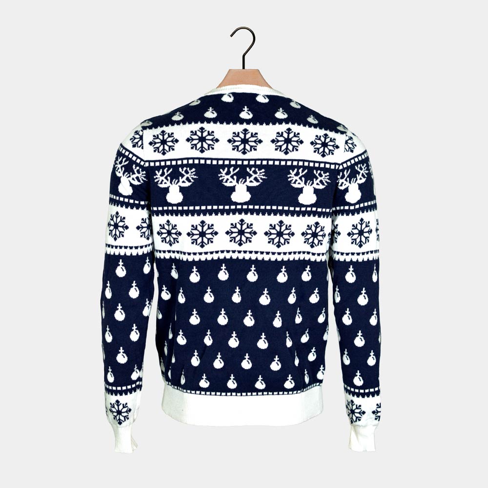Maglione Natalizio Coppia Blu Renne e Neve