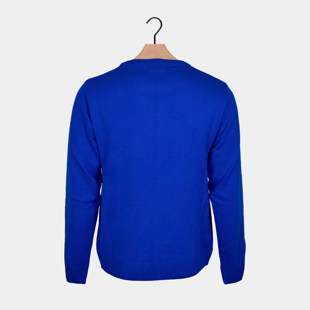 Maglione Natalizio Blu Renna Sorridente

