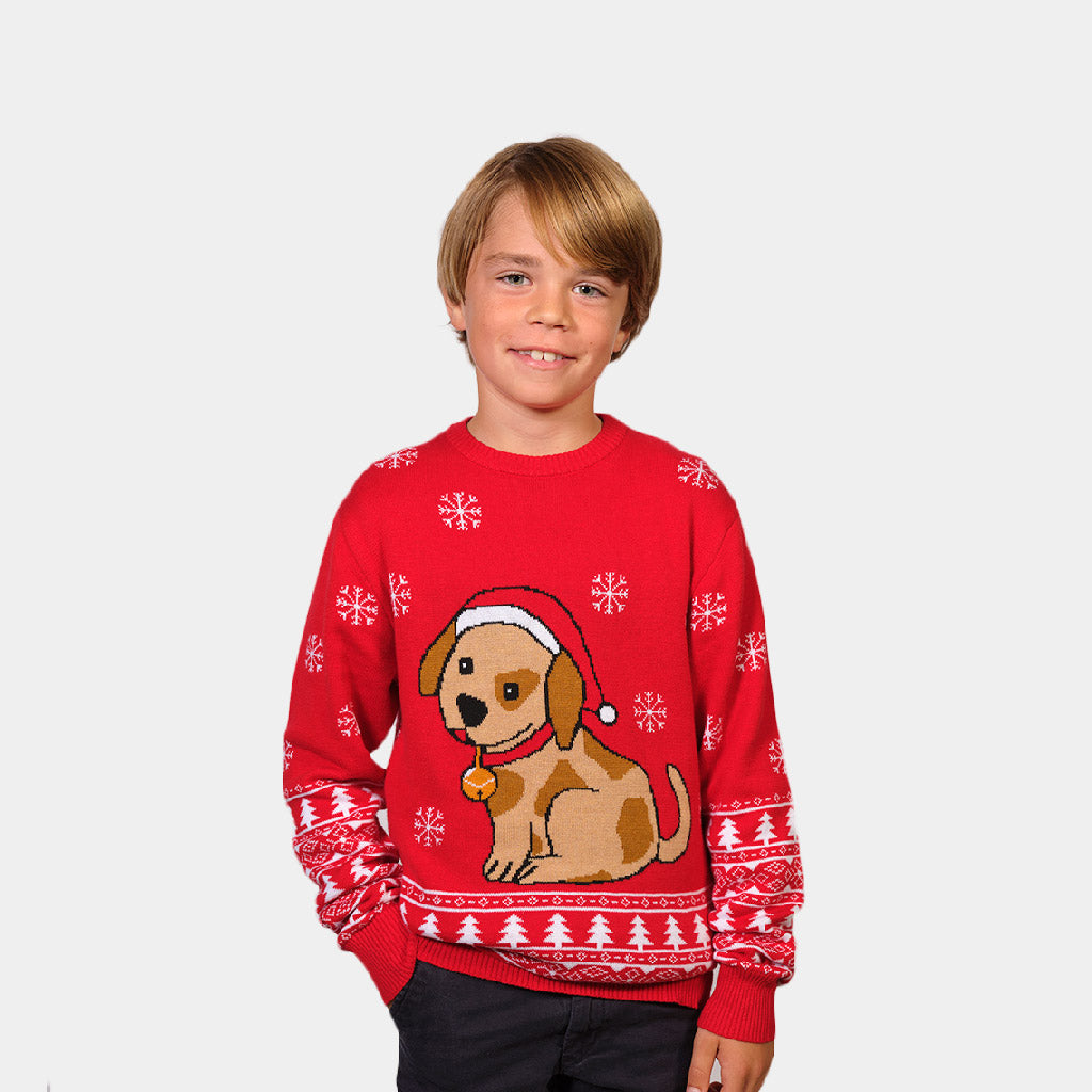 Maglione Natalizio per Bambini con Cagnolino
