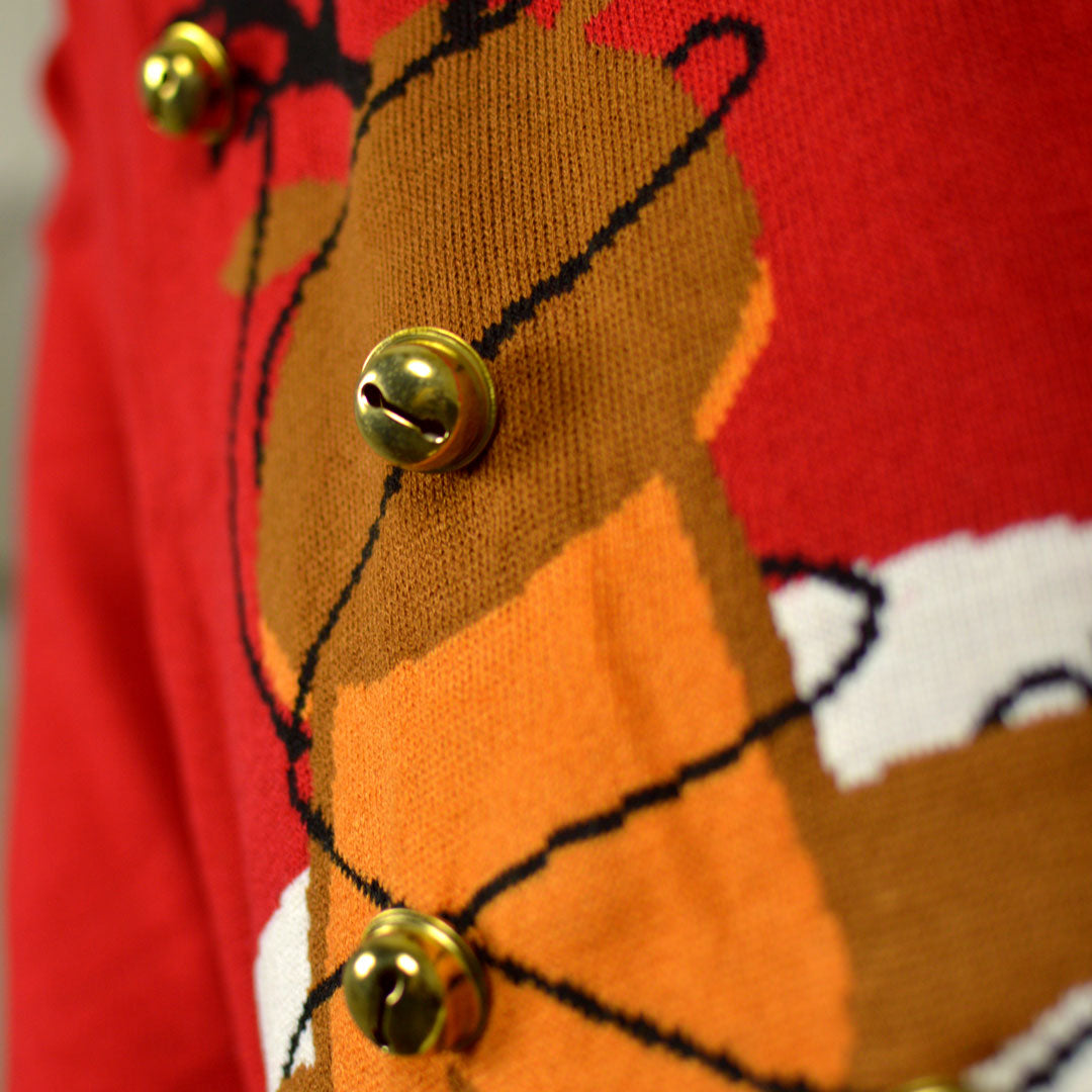 Maglione Natalizio di Coppia Jingle Bells 3D Suck Rosso con Campanelli