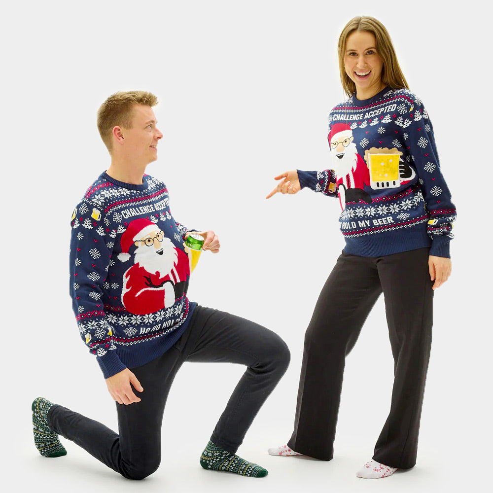 Maglione Natalizio di Coppia Beer Pocket 3D