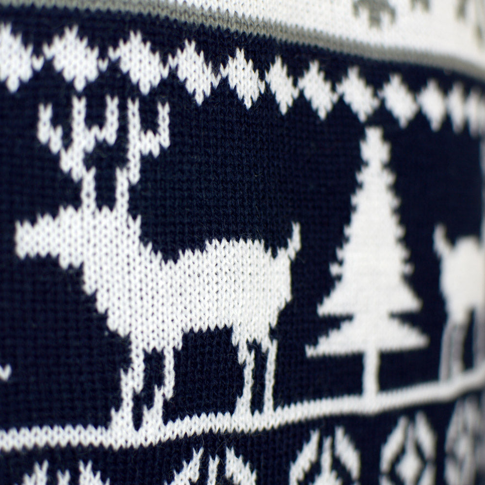 Alberi di Natale e Renne Maglione Natalizio di Coppia Blu 