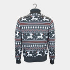 Maglione Natalizio Coppia Cotone Collo Alto Grigio Renne Biologico 

