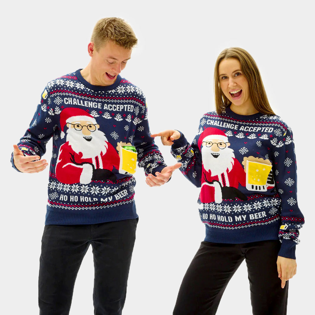 Maglione Natalizio di Coppia Beer Pocket 3D Donna e uomo