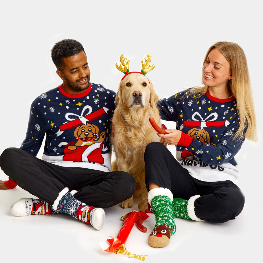 Maglione Natalizio Coppia Feliz Navidog