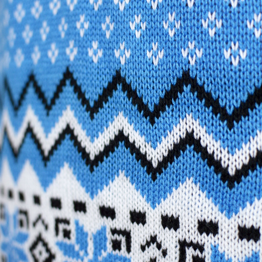 Maglione Natalizio Blu Coppia Bianco, Grigio e  con Renne Elegante