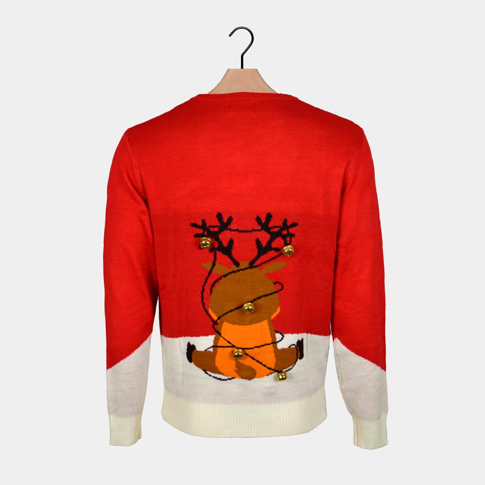 Maglione Natalizio Coppia Jingle Bells Suck Rosso Campanelli 3D