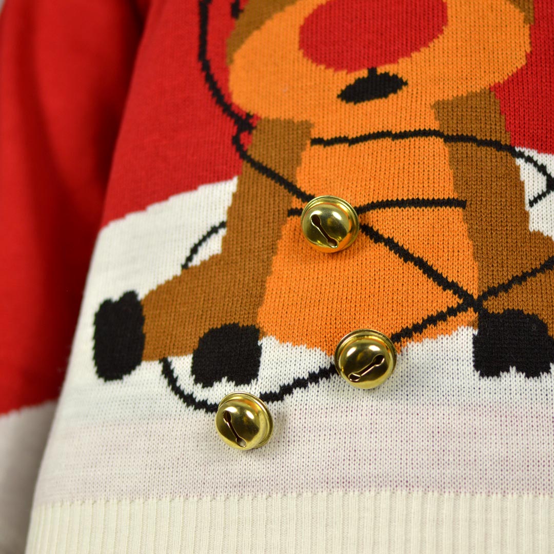 Maglione Natalizio Coppia Jingle Bells Suck Rosso con Campanelli 3D