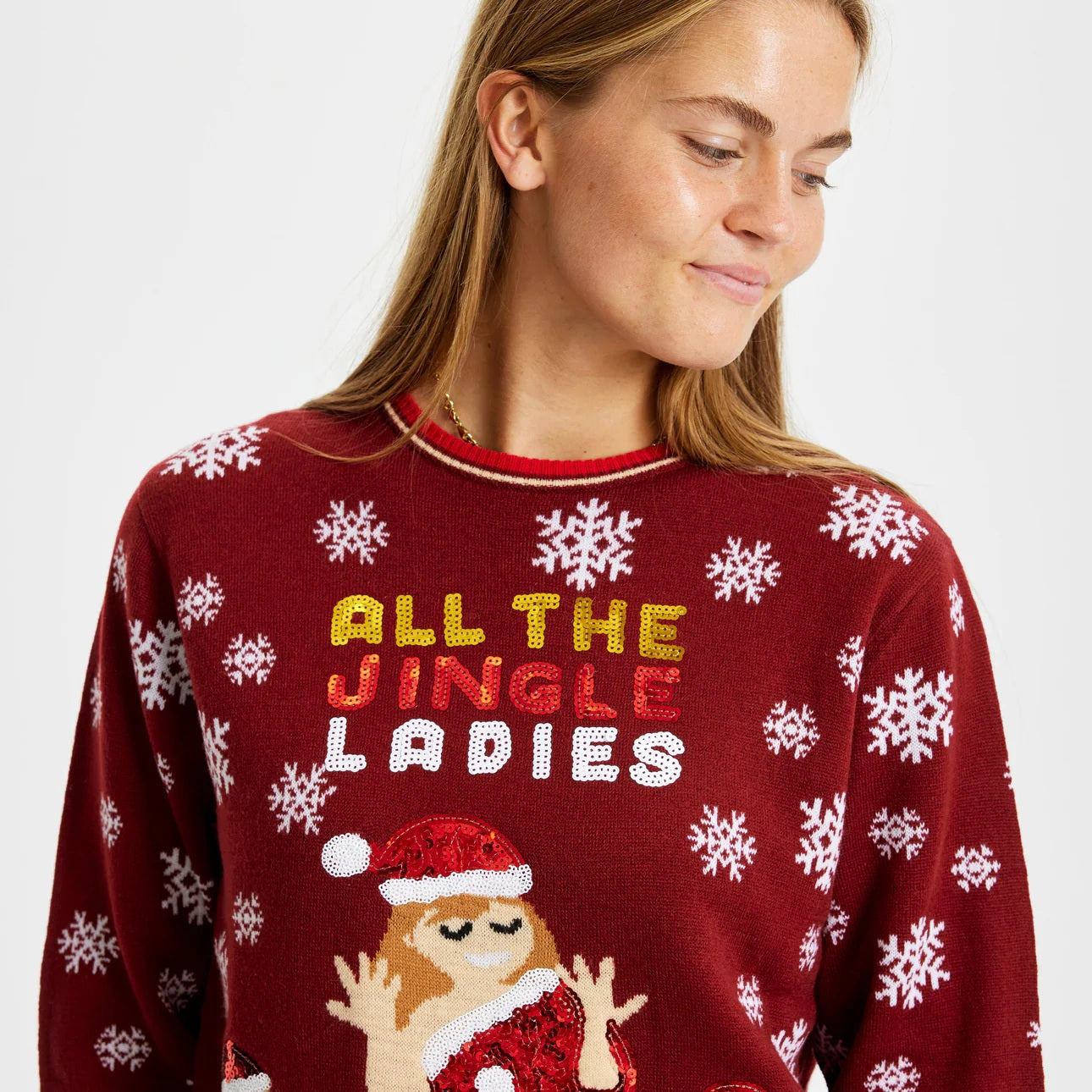 Maglione Natalizio Coppia Jingle Ladies con Paillettes Donna
