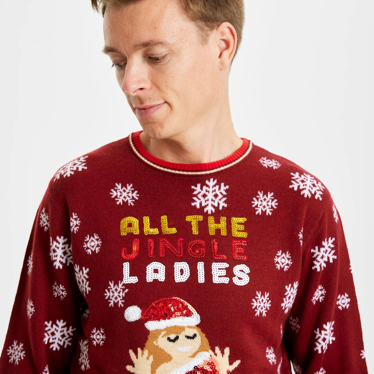 Maglione Natalizio Coppia Jingle Ladies con Paillettes Uomo