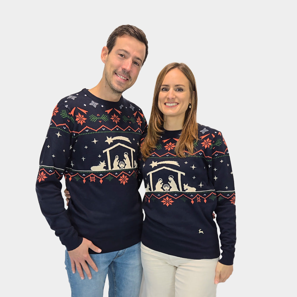 Maglione Natalizio da Coppia Nativity
