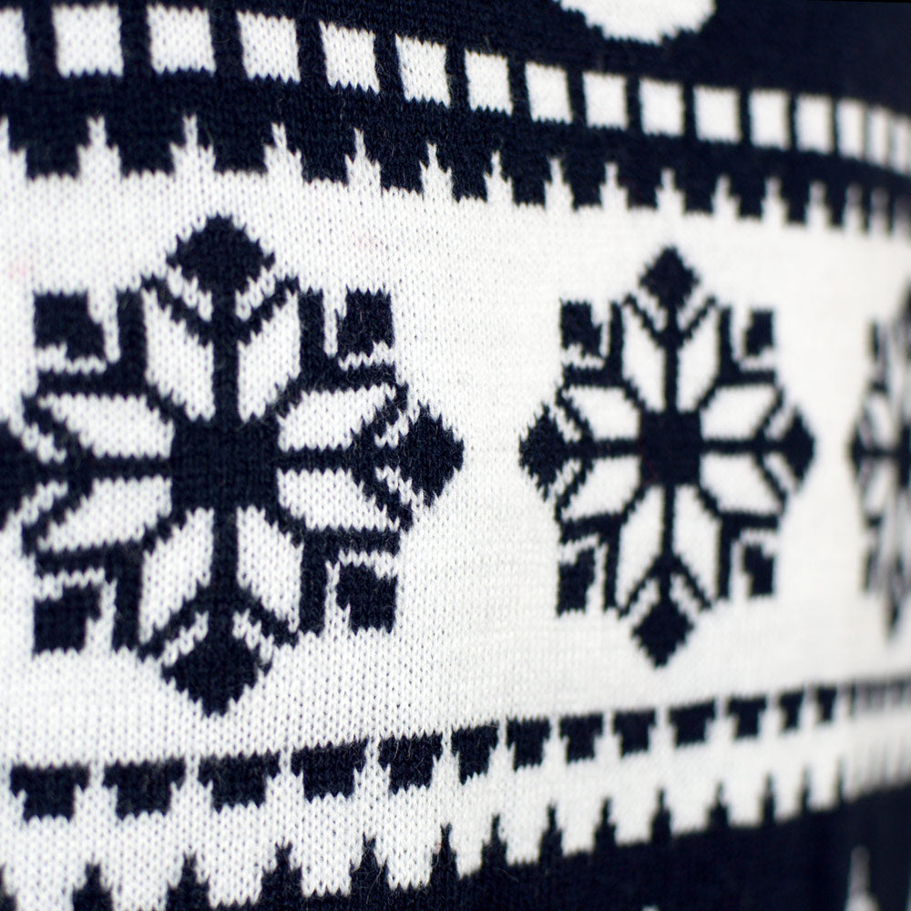 Maglione Natalizio Coppia con Renne e Neve Blu 