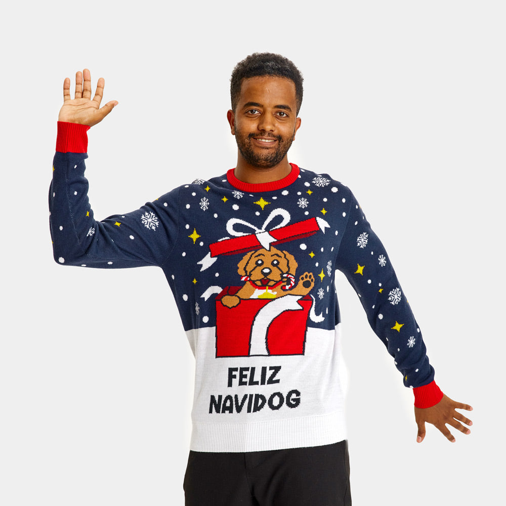 Maglione Natalizio Coppia Uomo Feliz Navidog
