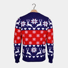 Maglione Natalizio Renne e Cuori Blu e Rosso