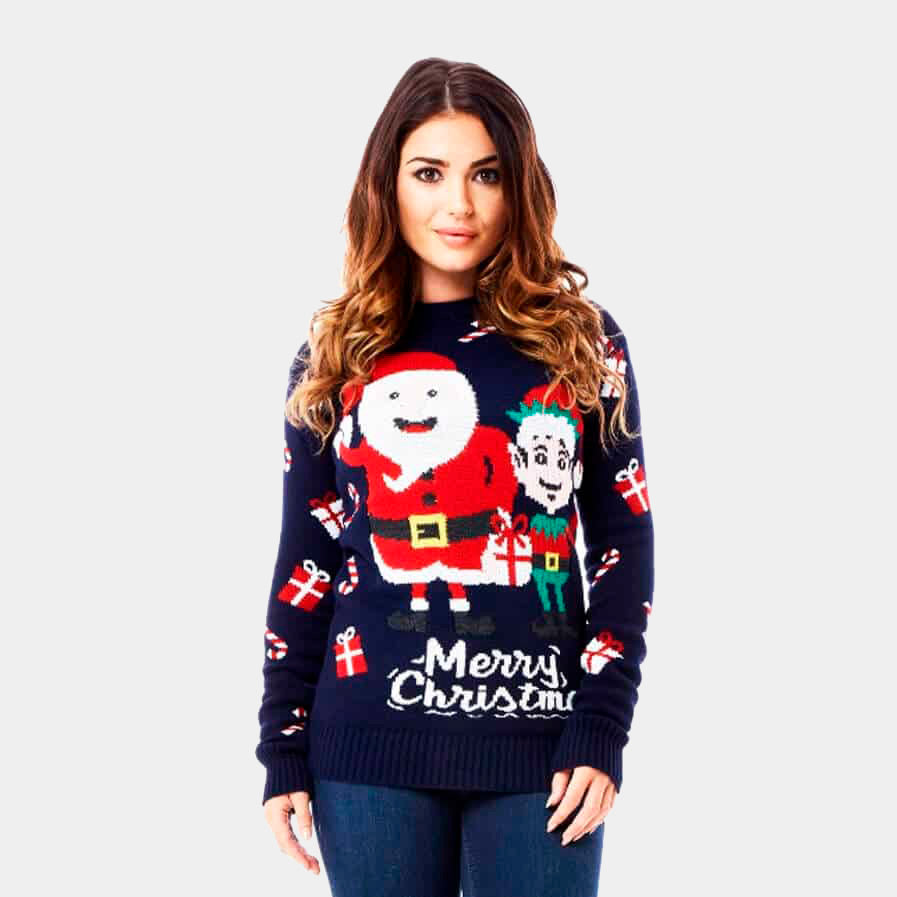 Maglione Natalizio da Donna Babbo Natale ed Elfo
