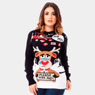 Maglione Natalizio Donna Babbo Natale e Renna in Cerca di Lavoro
