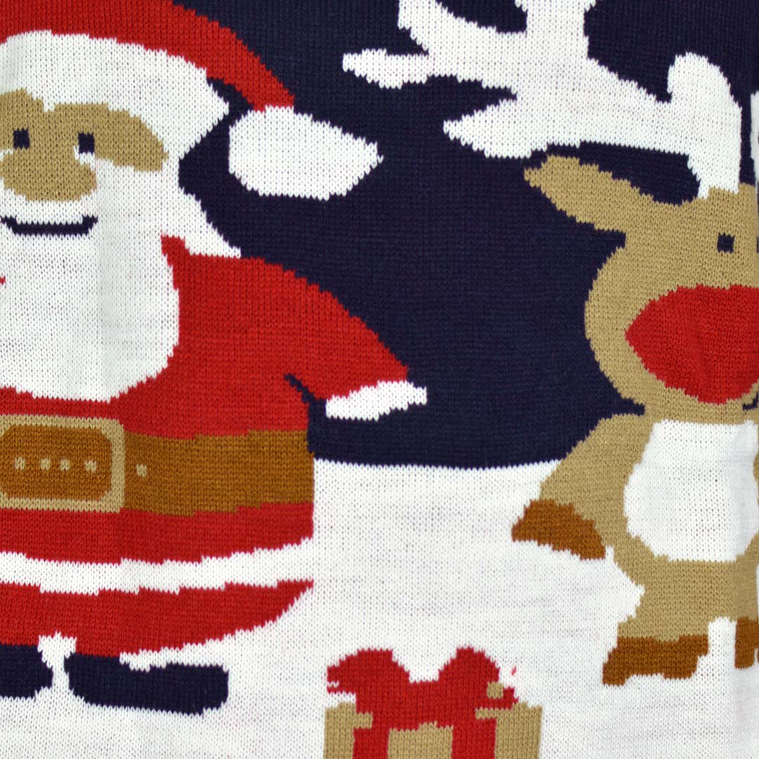Maglione Natalizio Renna Rudolph da Donna Blu con Babbo Natale