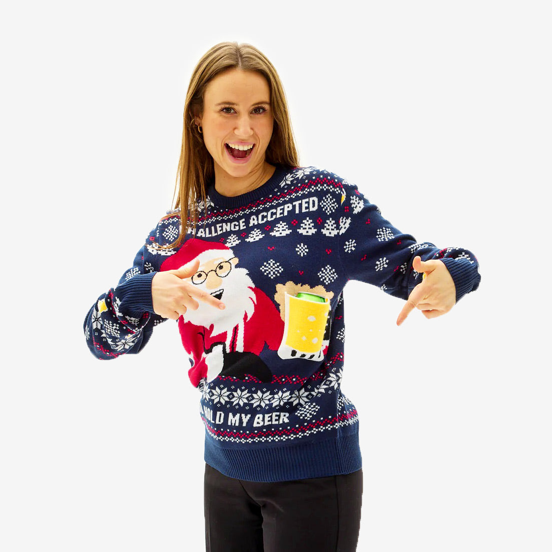 Maglione Natalizio donna Coppia Beer Pocket 3D
