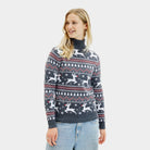 Maglione Natalizio Donna in Cotone Biologico a Collo Alto Grigio Renne