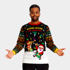 Maglione Natalizio da Donna Uomo Luci LED Babbo Natale Rocker
