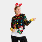 Maglione Natalizio da Donna con Luci LED Babbo Natale Rocker
