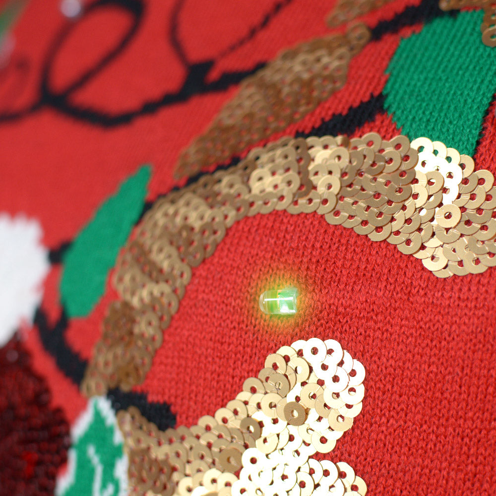 Maglione Natalizio da Donna Luci LED Brillante Paillettes Renna 
