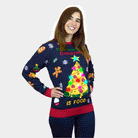 Maglione Natalizio da Donna con Luci LED Cibo Natalizio