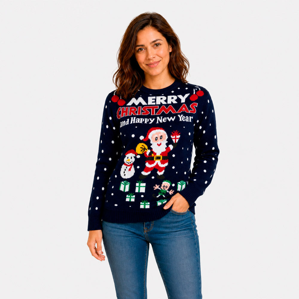 Maglione Natalizio da Donna Merry Christmas and Happy New Year