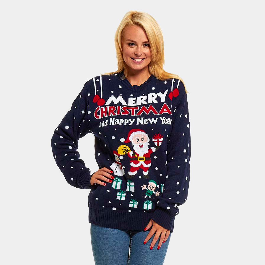 Maglione Natalizio da Donna Merry Christmas and Happy New Year
