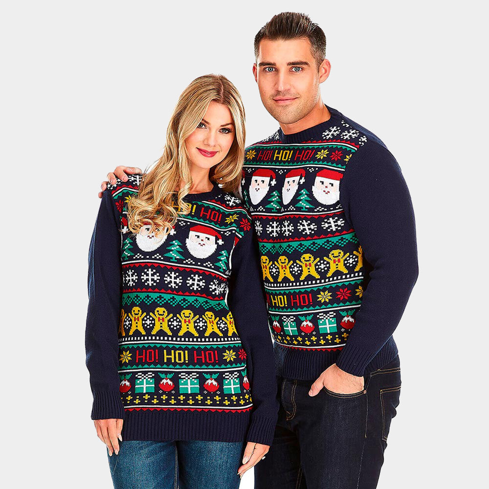 Maglione Natalizio Donna e Uomo Babbo Natale Ho Ho Ho!

