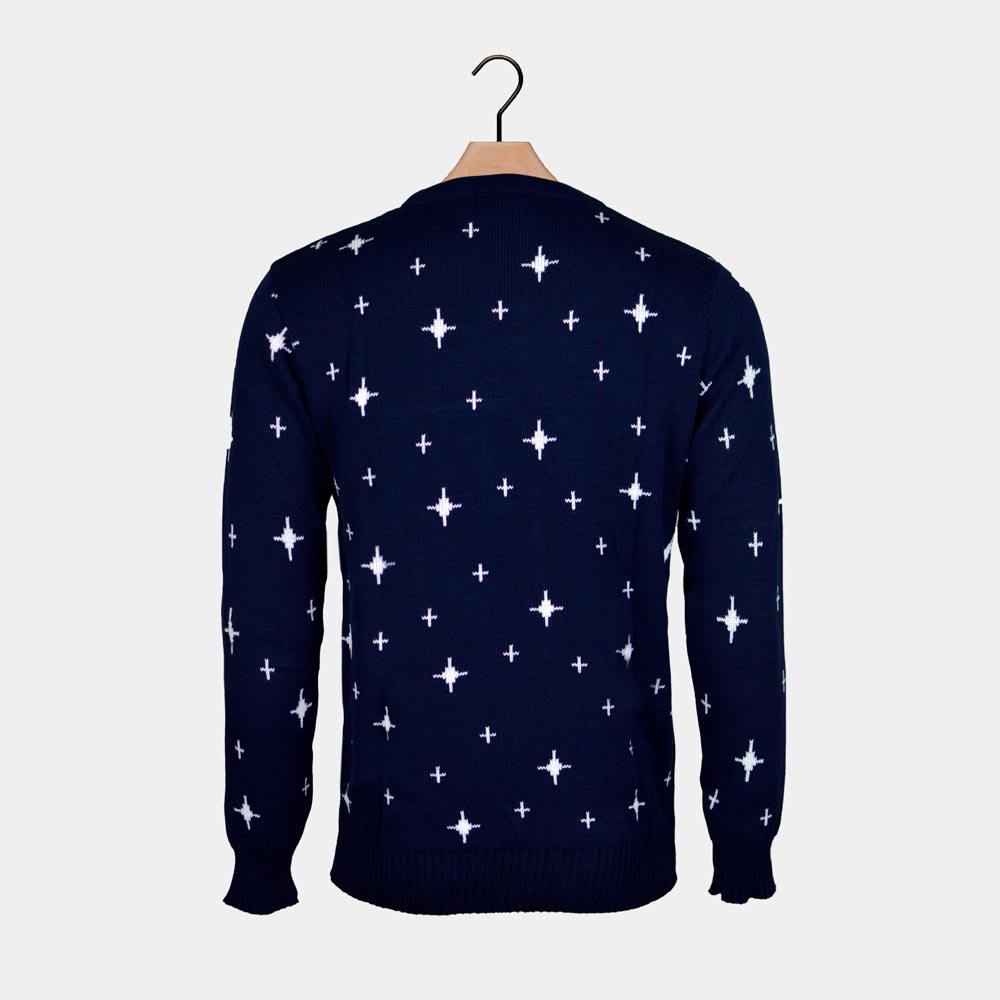 Maglione Natalizio Donna e Uomo Blu Stella Renne Albero Natalizio 
