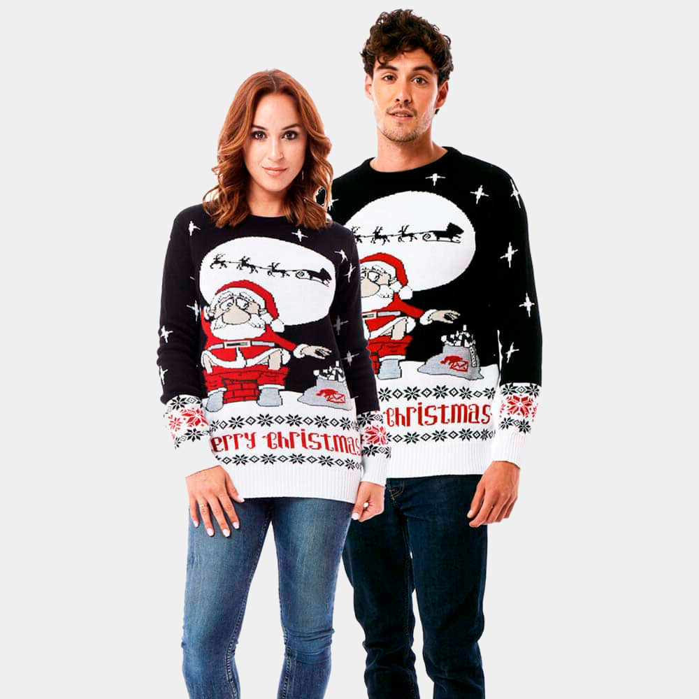 Maglione Natalizio da Donna e Uomo Babbo Natale che Scarica