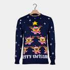 Maglione Natalizio Donna e Uomo Blu Renne Albero Natalizio Stella
