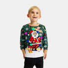 Maglione Natalizio per la Famiglia Bambini con Luci LED Babbo Natale in Confusione
