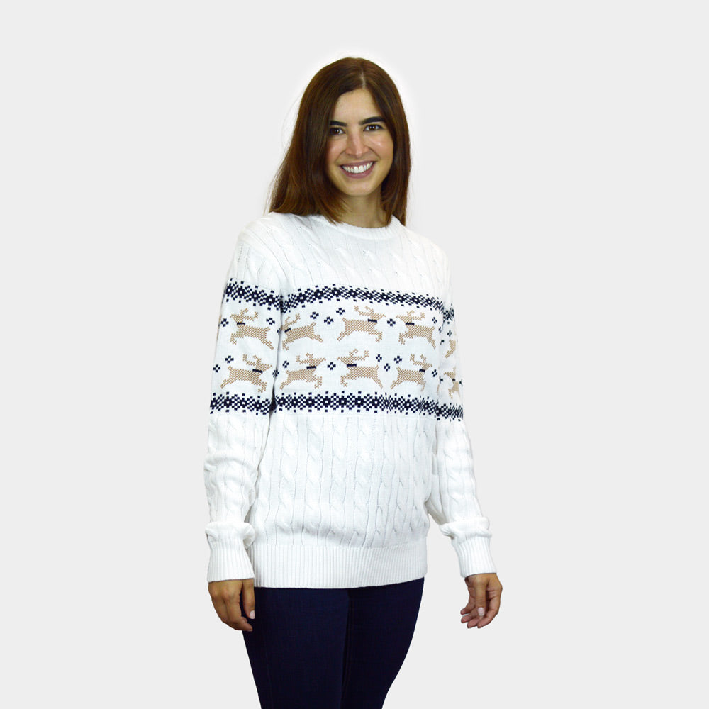 Maglione Natalizio per la Famiglia Bianco Elegante Alaska donna