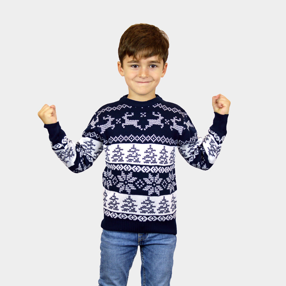 Maglione Natalizio per la Famiglia Blu Polo Nord bambini
