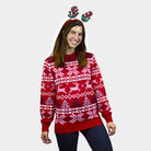 Maglione Natalizio Famiglia Rosso Classico Stelle Polari Donna