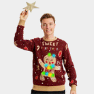 Maglione Natalizio Famiglia Uomo con Luci LED Rosso Ginger Cookie