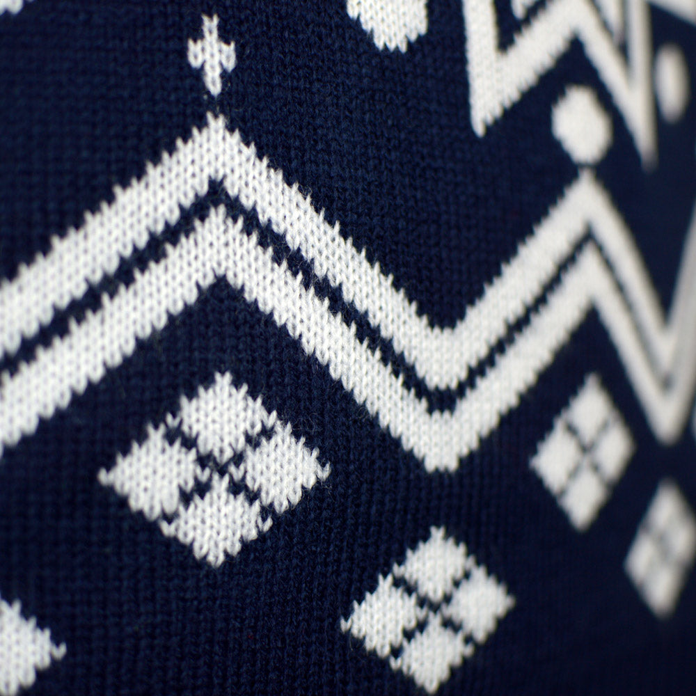 Maglione Natalizio Famiglia Nordic Renne e Stelle Blu 
