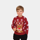 Maglione Natalizio per la Famiglia Bambini con Renna Rudolph Rosso