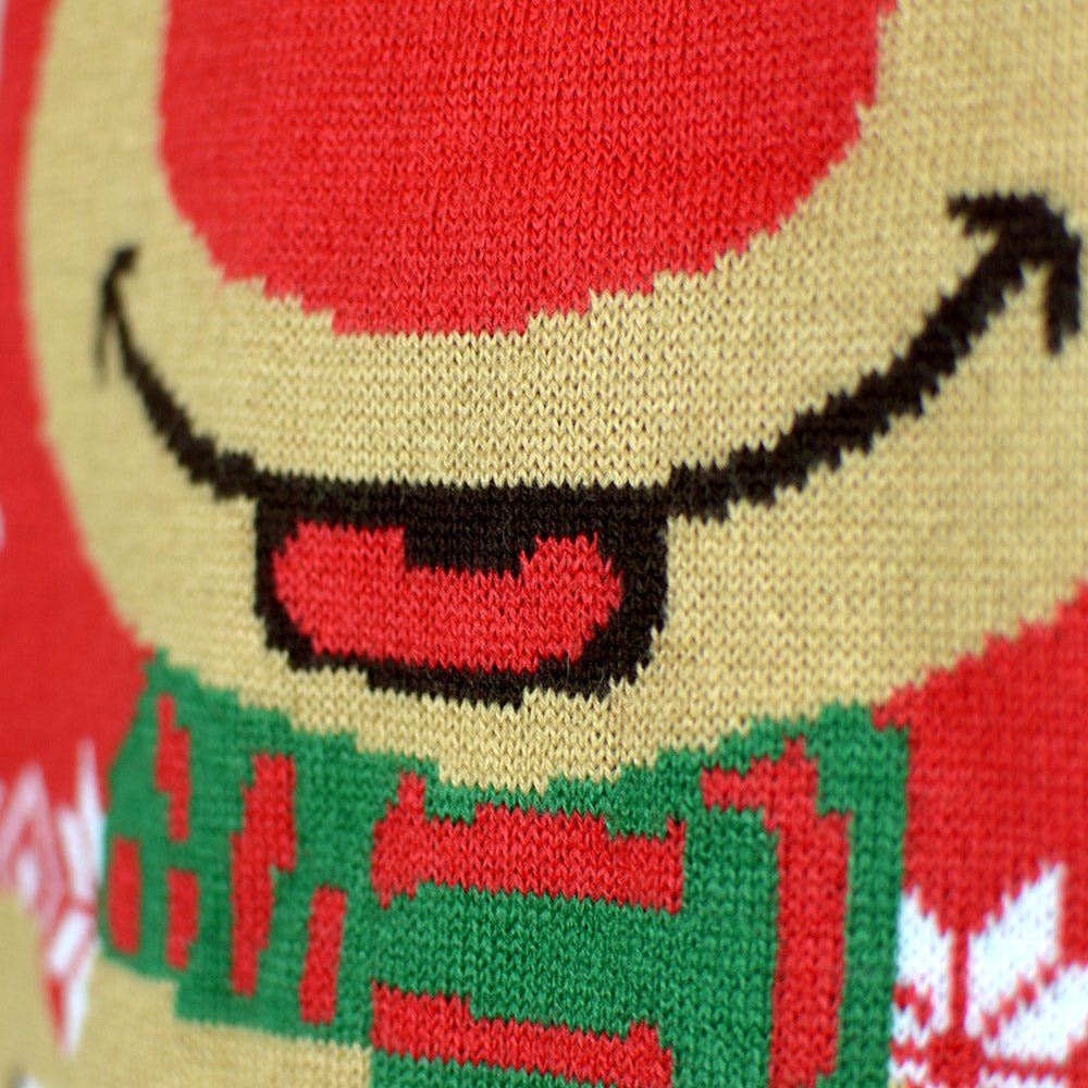 Maglione Natalizio Famiglia con Renna con Sciarpa Rosso
