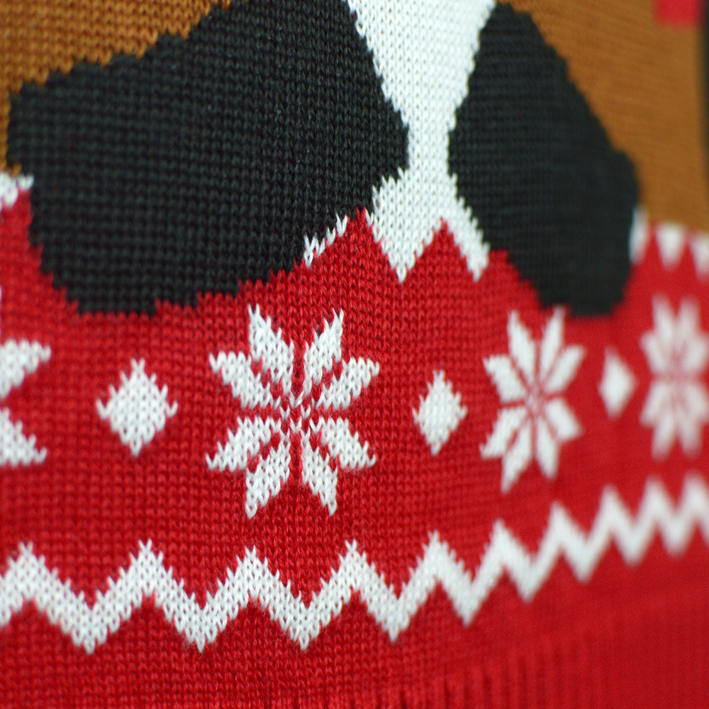 Maglione Natalizio per la Famiglia Rosso Renna Rudolph Sciarpa