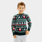 Maglione Natalizio per Famiglia Verde in Cotone Biologico Jolly Christmas Bambino
