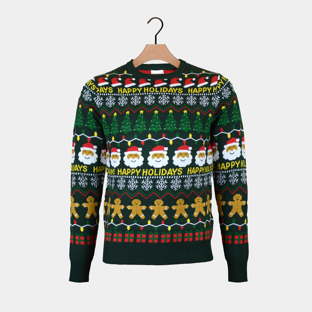 Maglione Natalizio da Uomo Happy Holidays Verde 